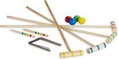 Croquet spel voor 4 personen met tas - 75 cm slaghamer - houten buitenspel voor kinderen & volwassenen - natuurlijke materialen