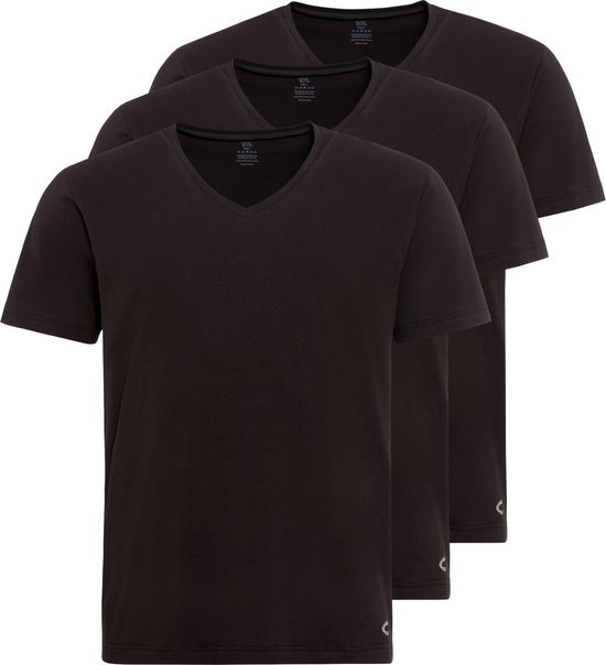 camel active V-neck Onderhemd in een pak van 3 - Maat menswear-S - Zwart