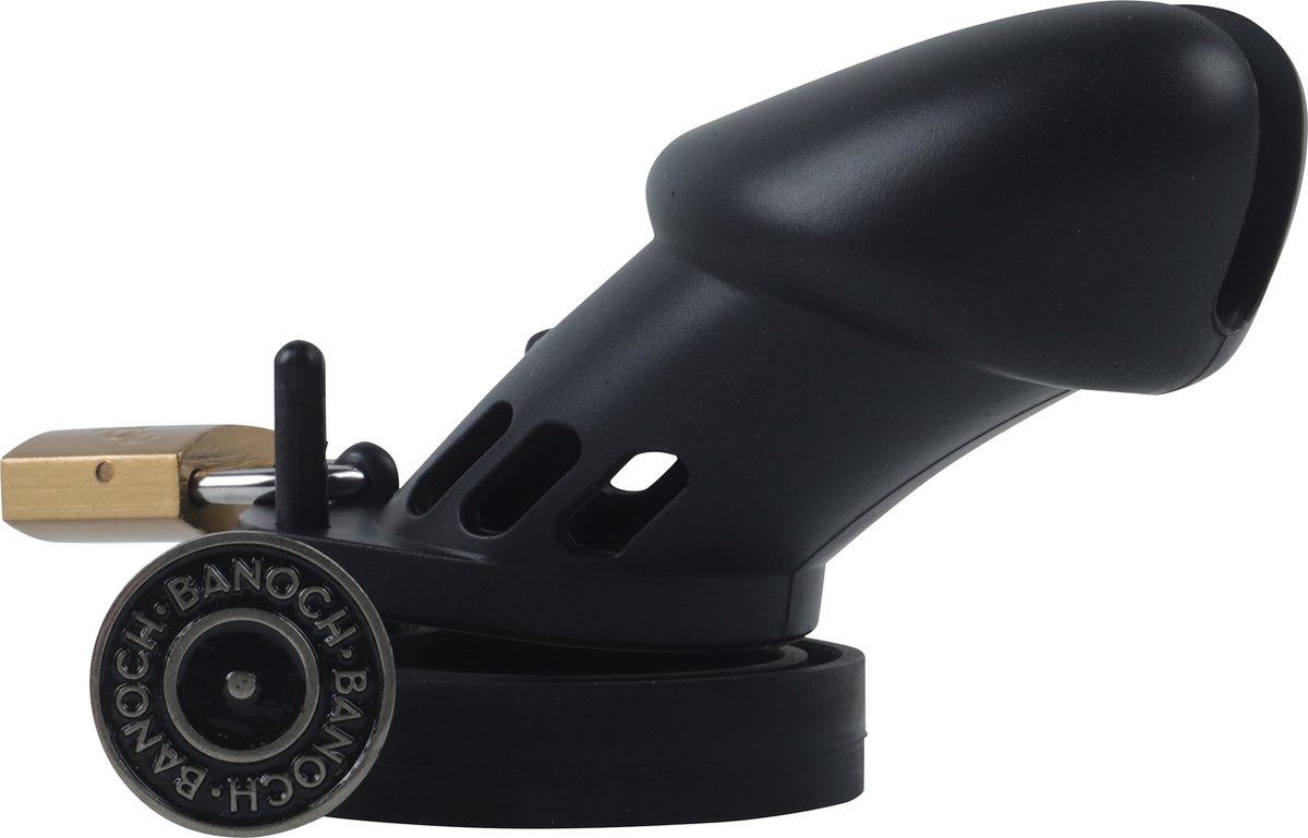 Goedkoopste Banoch | Cockcage Black | siliconen | zwarte Chastity Cage met 5 ringen | medium / large