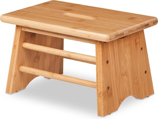 Relaxdays 10032109 Tabouret, Bambou, Jusqu'à 100 kg, escabeau, siège