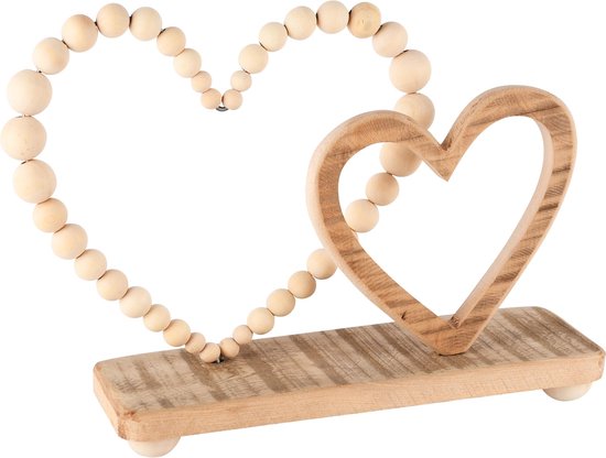 Décoratif | Deco coeurs sur pied, naturel, bois, 30x10x24cm | A245618