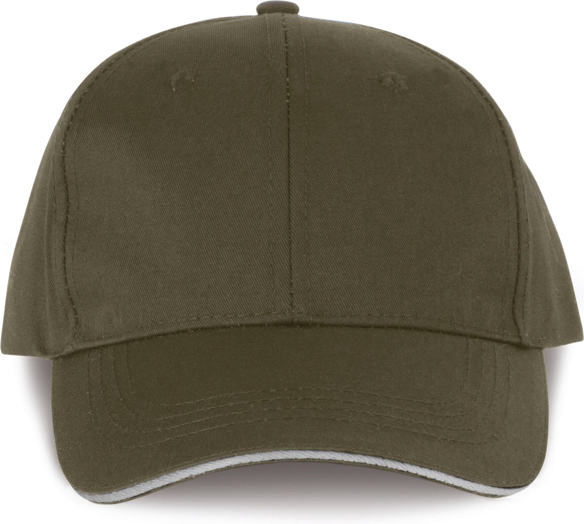 WK. Designed To Work Contrasterende sandwichpet 6 panelen Oeko-Tex WKP145 - Khaki / Light Grey - One size