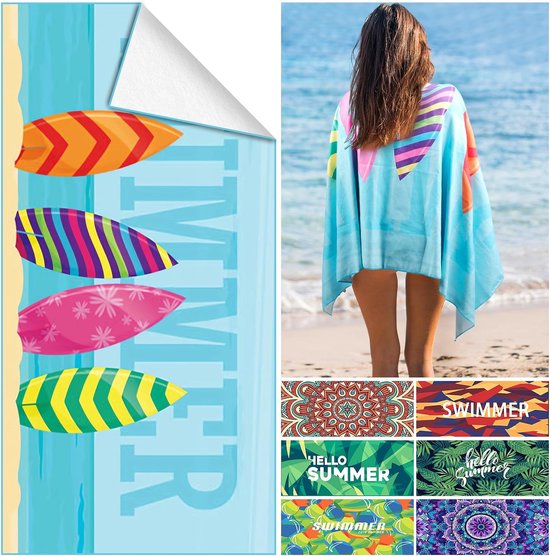 Foto: Strandhanddoek xxl 90 x 180 cm microvezel strandhanddoek sneldrogende sporthanddoek reishanddoek saunahanddoek draagbare badhanddoek groot voor reizen strand spa sauna