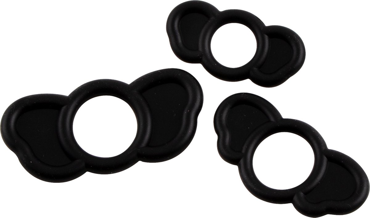 Goedkoopste Elephant - Penis Ringen Set - Siliconen - Zwart - 3 stuks