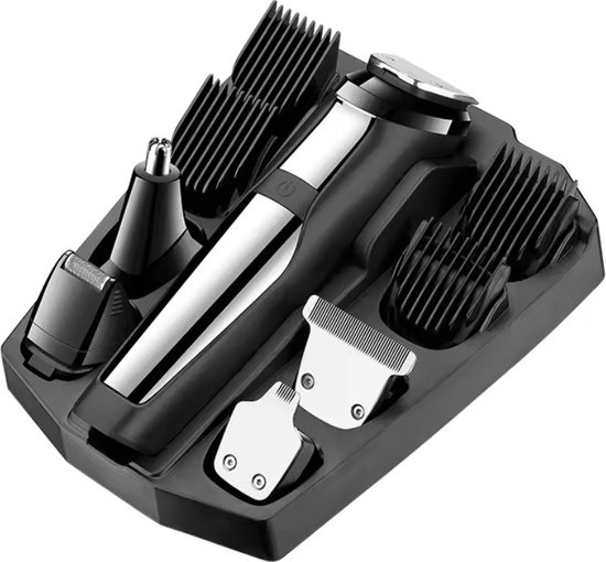 Kemei - KM-8601 - Tondeuse 5 In 1 Set - Usb Oplaadbare - Baard Trimmer - Scheerapparaat - Hair Carving - Neus trimmer - Incl. FuturiQ oplaadkabel - Zilver/Zwart