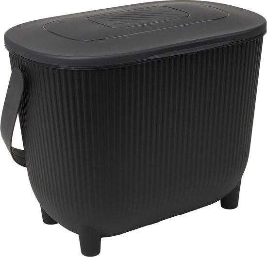 Foto: Eda compost design emmer met deksel en filter 10 liter zwart antraciet