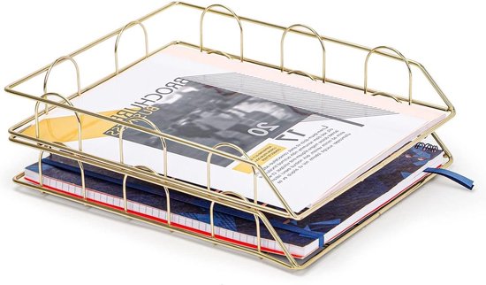 Office File Box Desktop A4 Document Organizer Stackable Laminated Papers Rack Al