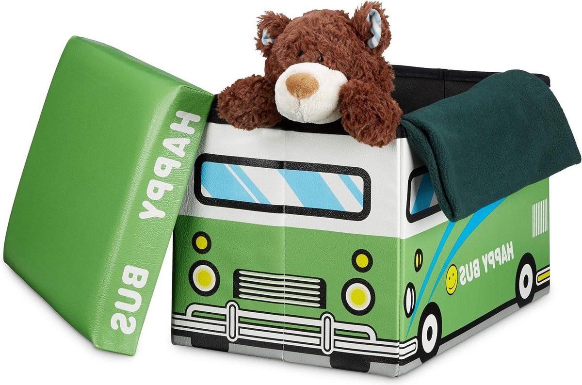 Poef met opbergruimte voor kinderen - speelgoedkist van kunstleer - HBD ca. 32 x 48 x 32 cm - 37 l - groen