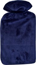 27 liter warmwaterfles - extra groot met marineblauwe knuffelzachte hoes