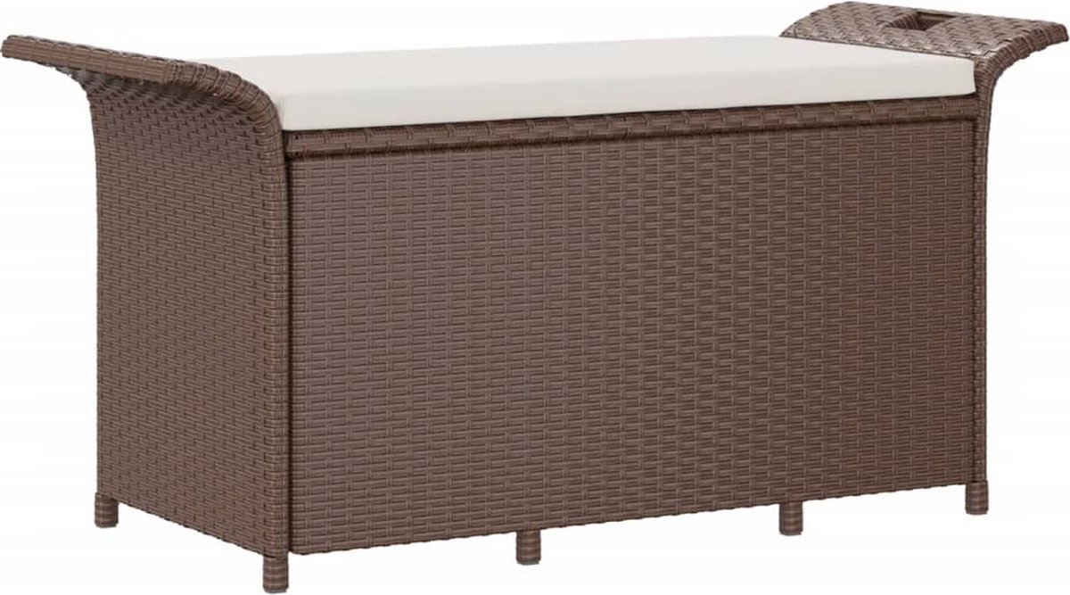 vidaXL Tuinbank - met - kussen - 116x46x57 - cm - poly - rattan - bruin