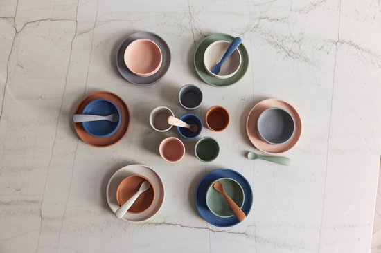 Jollein - Kinderserviesset 4-delig (Storm Grey) - Siliconen - Baby Servies, Baby Bestek - 6-18 maanden van Jollein — afbeelding 4