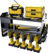 Organizer voor elektrisch gereedschap, wandrek voor kast van robuust staal, opbergplanken, organizer voor kabelbinders van metaal met 3 niveaus voor werkplaats en werkbank
