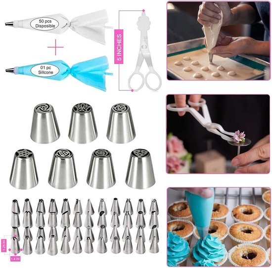 Foto: 124 stuks taarten accessoires bakaccessoires taartplaat taartdecoratie draaibare bakset voor beginners