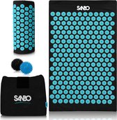 Sanbo Acupressuur Mat met Kussen - Zwart / Blauw - 82x42x2cm - Spijkermat - Incl. App & 2x Triggerpoint Bal & Draagtas - Shakti mat