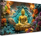 Tableaux Bouddha - Tableaux Religion - Tableaux toile Fleurs - Tableau vintage - Tableaux toile salon - Accessoires bureau toile 90x60 cm