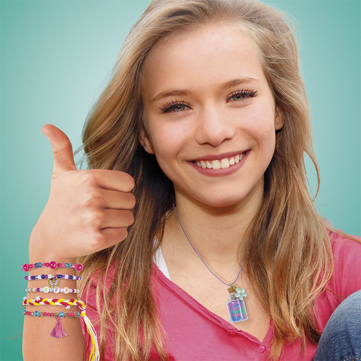 Totum XL armbandjes knustelset - 50 armbandjes maken 1700+ stuks - Design & Shine Happy Bracelets Fashion knutselset cadeau tip creatief speelgoed meisjes vanaf 6 jaar — afbeelding 10