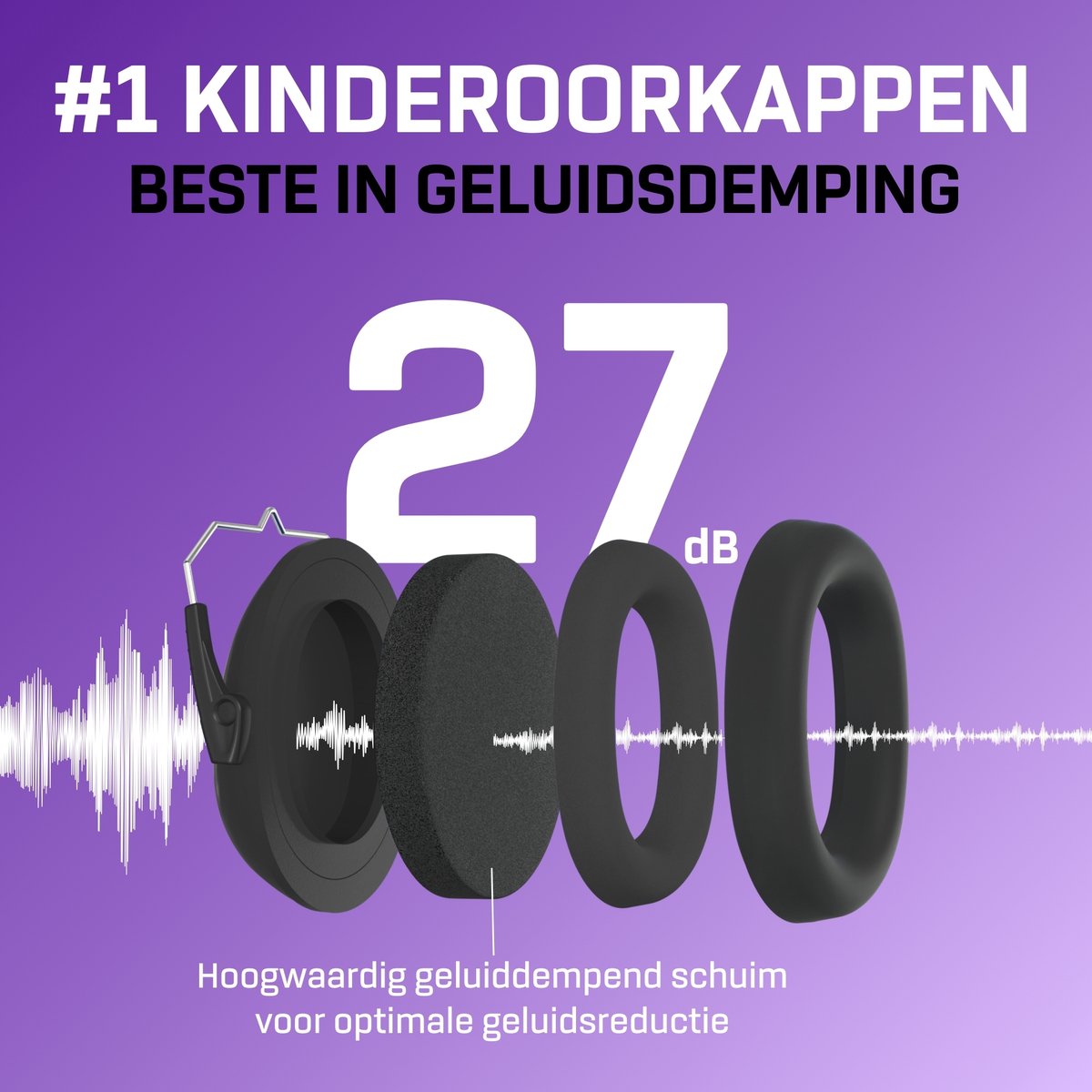 Gehoorbescherming Kind - Gehoorbeschermers Oorkappen Kinderen - 27dB - 3-16 jaar - Zwart - V-Zilla – foto 3