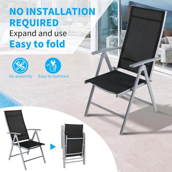 KESSER® Tuinstoel met hoge rugleuning met armleuningen, aluminium