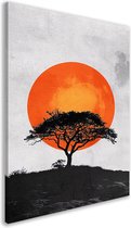 Tableau arbre - Tableau nature - Décoration murale Soleil - Décoration murale campagne - Peintures sur toile - Décoration murale toile 40x60 cm