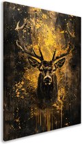 Portrait de cerf - Décoration murale Animaux - Tableaux sur toile Éclaboussures - Décoration murale industrielle - Peinture sur toile - Décoration murale toile 75x100 cm