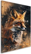 Portrait de renard - Portrait Animaux - Tableaux sur toile Texture - Décoration murale chambre d'enfant - Toile cuisine - Toile d'art mural 75x100 cm