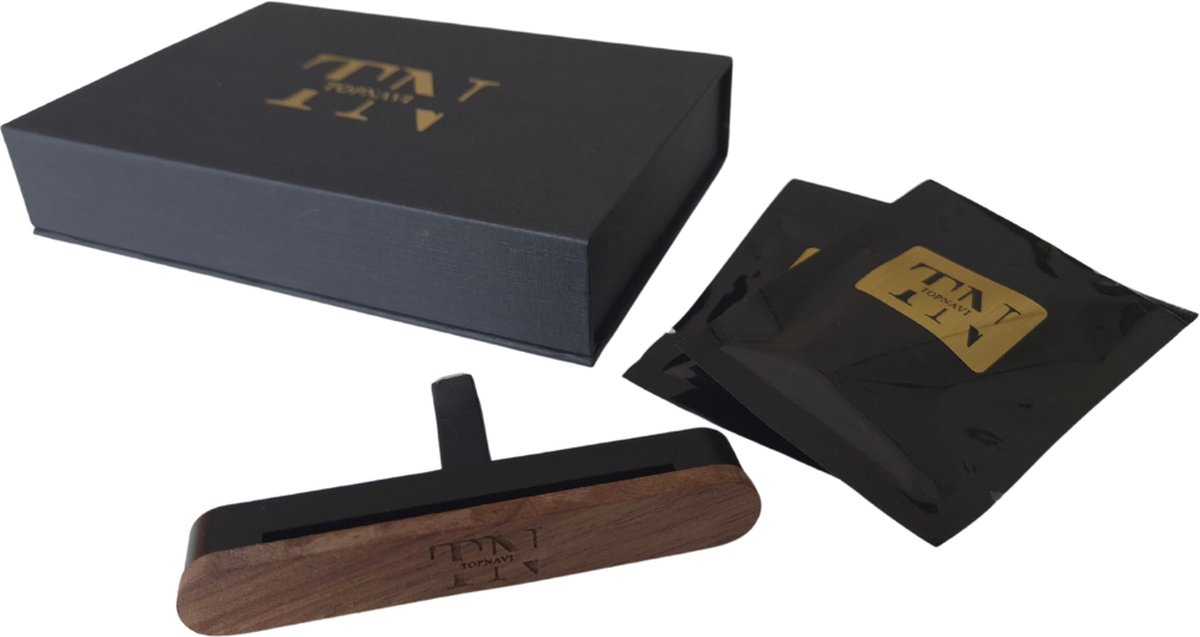 Goedkoopste Topnavi Autogeurtje met houder inclusief 2 geurstaafjes - Zwart - Dark Vanilla & Mystic Wood Auto Geurverfrisser - Luchtverfrisser - Autogeur - Autoaccessoires