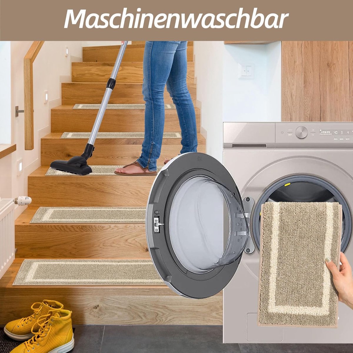 traptreden, matten, zelfklevend, bruin rechthoekig, voor buiten, binnen, veiligheids-trapmat voor kinderen 4 stuks