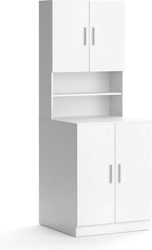 Foto: Acaza kast badkamerkast opbergmeubel kolomkast staand 4 handige vakken 30 x 30 x 82 cm wit