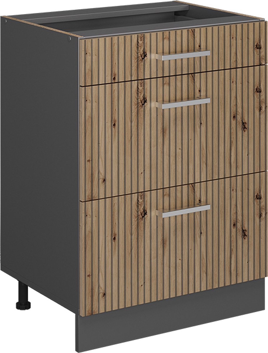 Vicco R-Line Keukenonderkast – 60 cm met laden, zonder werkblad Artisanaal eiken