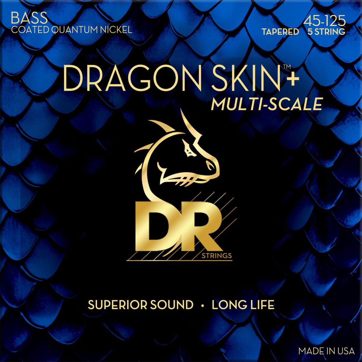 DR DBQM5-45 Dragon Skin+ Quantum Nickel Multiscale Bass Guitar Strings 45-125 - Snarenset voor 5-string basgitaar