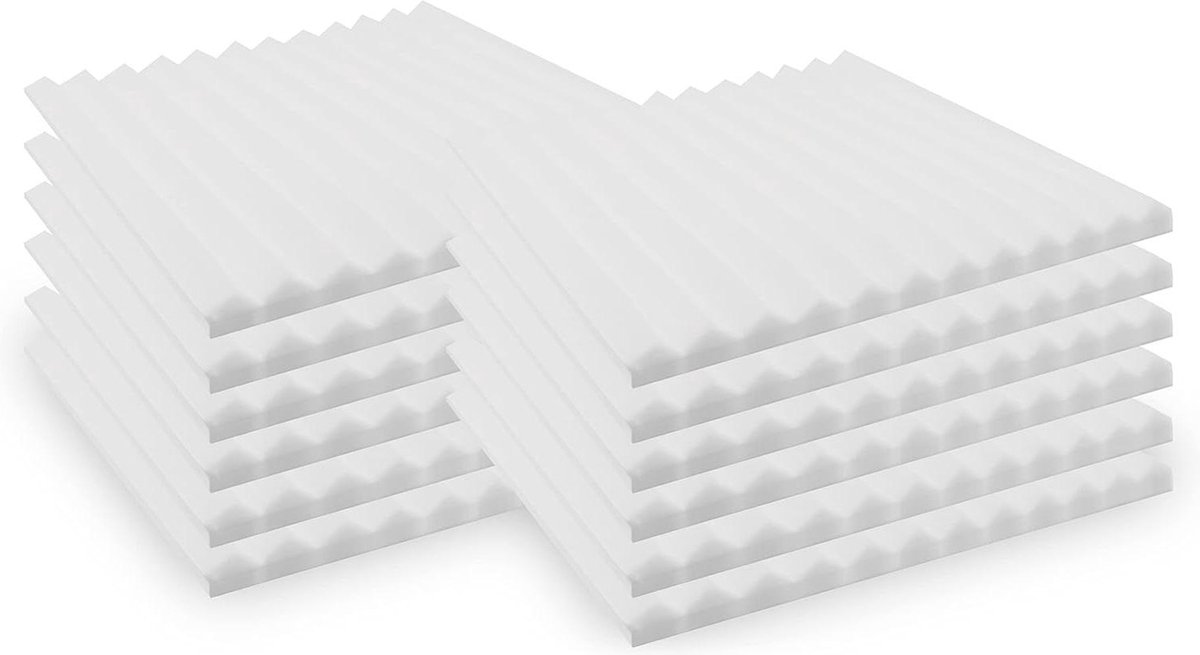 Studio Akoestisch Geluidsisolatie Wigschuim Platen - Geluidsisolatie Soundproof Noppenschuimtegels - Thuis en Studio - 30 x 30 x 5 cm - Wit - 12 stuks