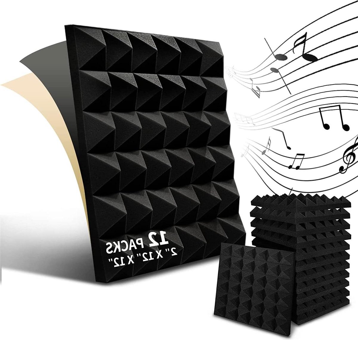 Akoestisch Schuim 12 Stuks Geluidsdempende Panelen - Echoreductie Geluid Absorber - Voor Opnamestudio's Kantoor Thuisstudio's - 30 x 30 x 5 cm