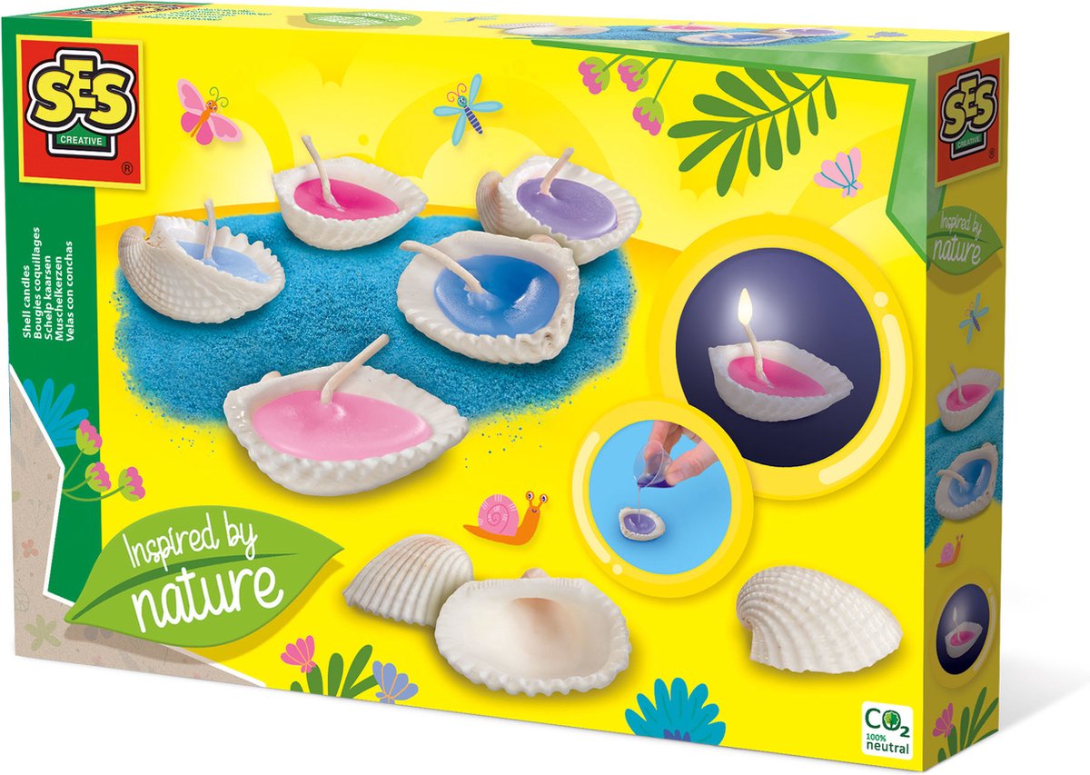 SES - Schelp Kaarsen Maken - inspired by nature - om zelf kaarsen te maken - met was, schelpen en lonten - Zelf Kaarsen Maken - Knutselen - Kaarsen Maken Set