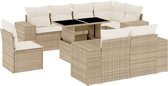 vidaXL Salon de jardin - 9 pièces - Résine Poly - Beige - Set de jardin - Canapé d'extérieur - Canapé de salon
