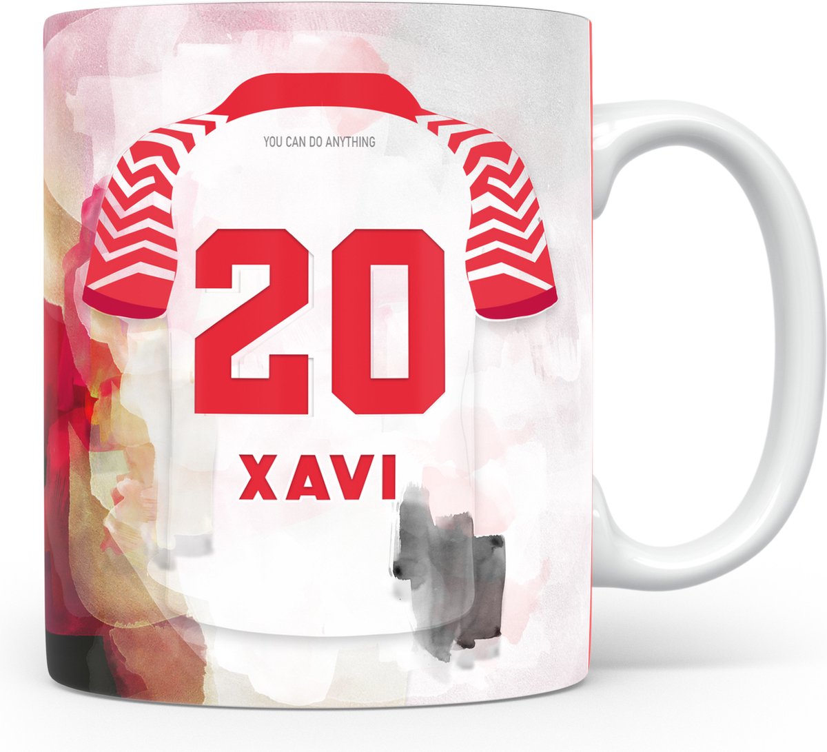 Wallofprints Xavi Simons voetbalmok voetbal mok Keramische mok met inhoud van 330 millimeter Magnetron- en vaatvasserbestending