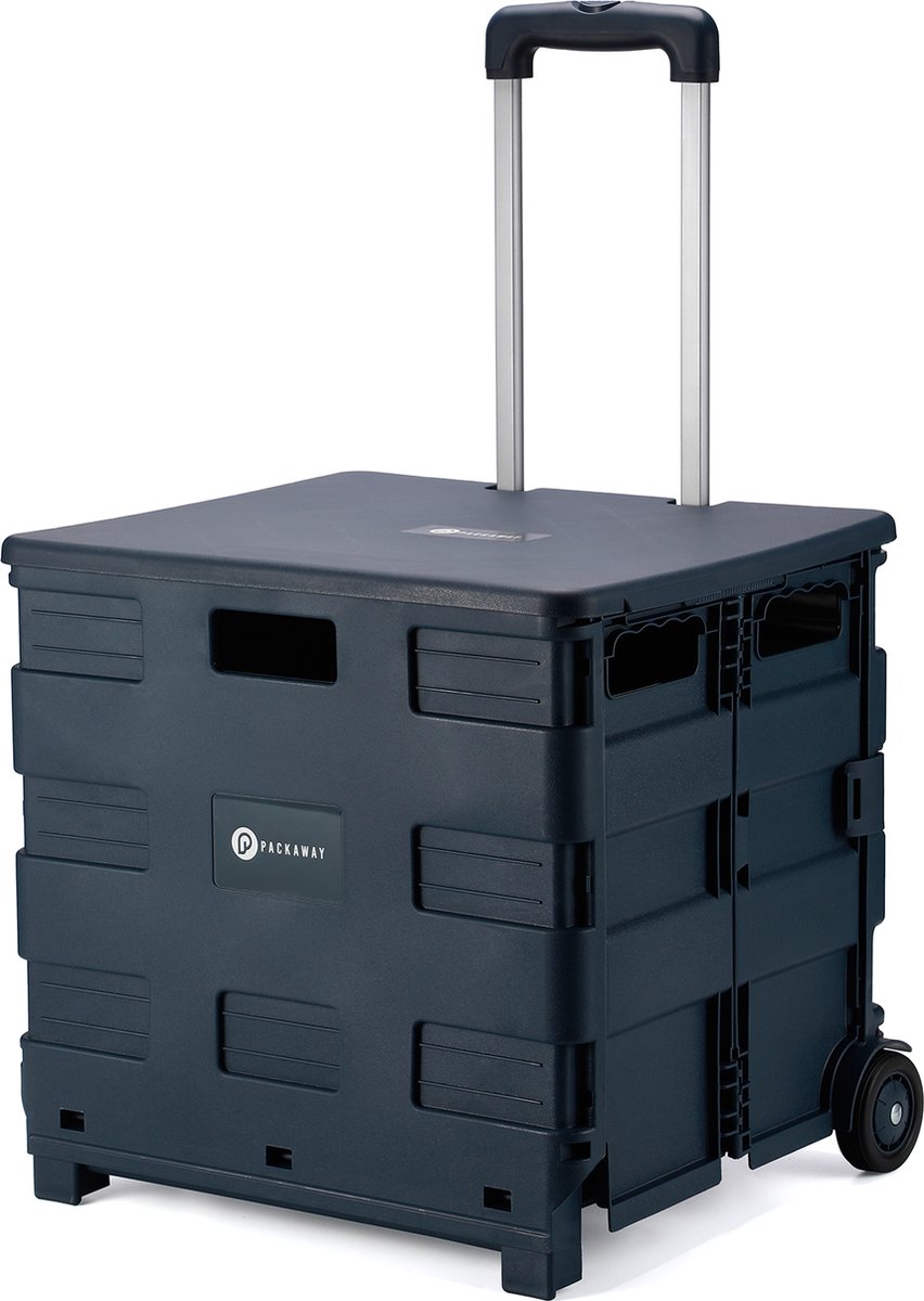 Packaway XL Opvouwbare Boodschappentrolley met wielen - Boodschappenkrat - Opbergbox - Boodschappenwagen - Vouwkrat - 50 Liter - Blauw