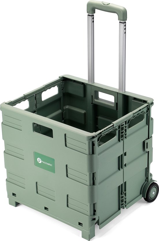 Chariot de courses pliable Packaway XL à roulettes - Caisse de courses - Opbergbox - Chariot de courses - Caisse pliante - 50 Litres - Vert