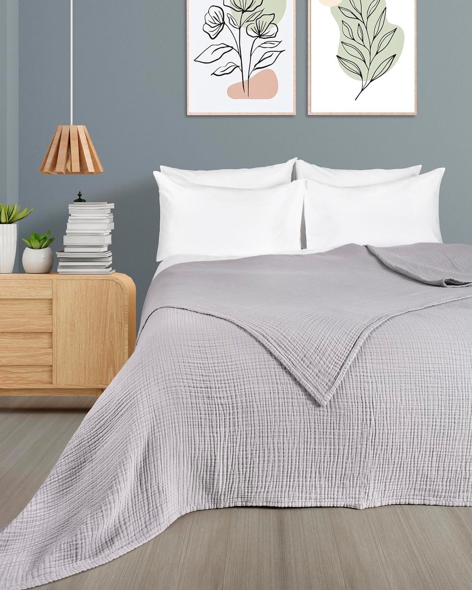 LAYNENBURG Mousseline sprei, van 100% katoen, extra zachte katoenen deken, knuffeldeken, beddensprei, banksprei, warme bankdeken, 180 x 220 cm, mokka