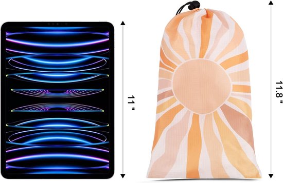 Couverture de plage sans sable 280 x 300 cm, imperméable, couverture de pique-nique pour 4 à 8 personnes, légère et portable, tapis de plage avec 4 piquets et 4 poches d'angle, couverture outdoor pour la randonnée, les voyages, le camping, le soleil.