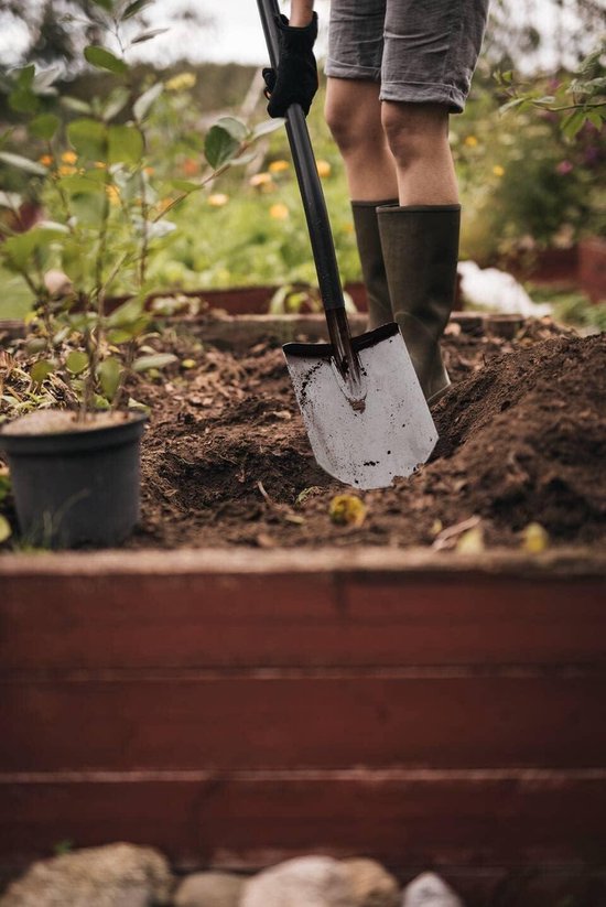 Ergonomische puntige spade van gehard boorstaal, 115 cm, tuinspade met