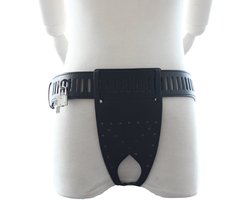 Fixxx - Kuisheidsgordel Heren - Opening Achterzijde - PU Leer - One Size - Zwart