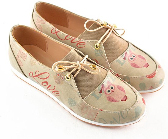 GOBY - Love - Ballerines - Sandales pour femmes - Haute qualité - Fait main - Imprimé filles - Taille 35