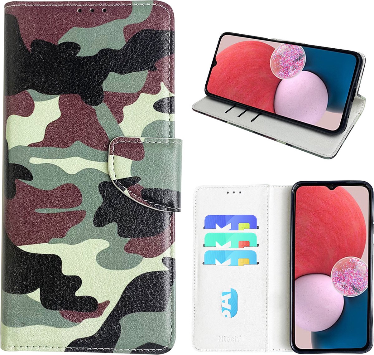 Hoesje geschikt voor Samsung Galaxy A13 4G Bookcase met camouflage print
