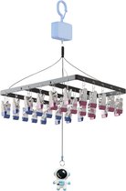 Bol.com Hebbare sokken droger wasrek - hangend sokkendroger met 30 clips - zwart metalen kleerhanger - in hoogte verstelbaar - w... aanbieding