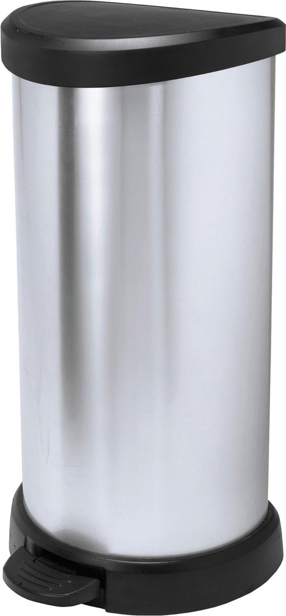 Goedkoopste Decobin pedaalemmer 40L - zilver metallic/zwart - grote capaciteit vegetable waste bin