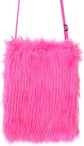 KBIBCK Hartvormige tas, rood, harttas, kleine kettingtas, pluche schoudertas, schattige pluizige handtas, hart voor reizen, dagelijks, Valentijnsdag, carnaval, verjaardag, cadeau (roze