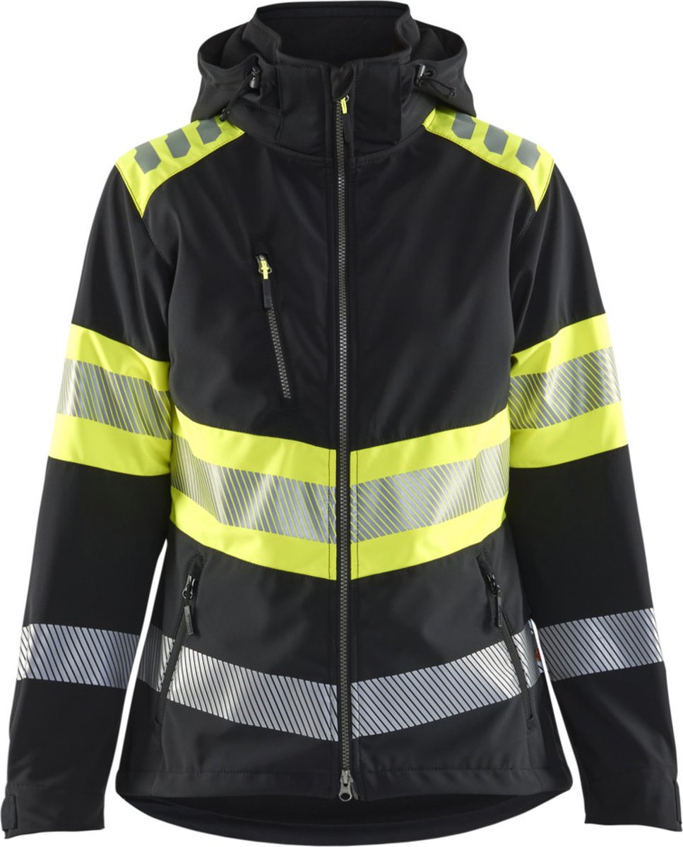 Blaklader 4404-2513 Dames Softshell Jack High Vis - Zwart/High Vis Geel - S