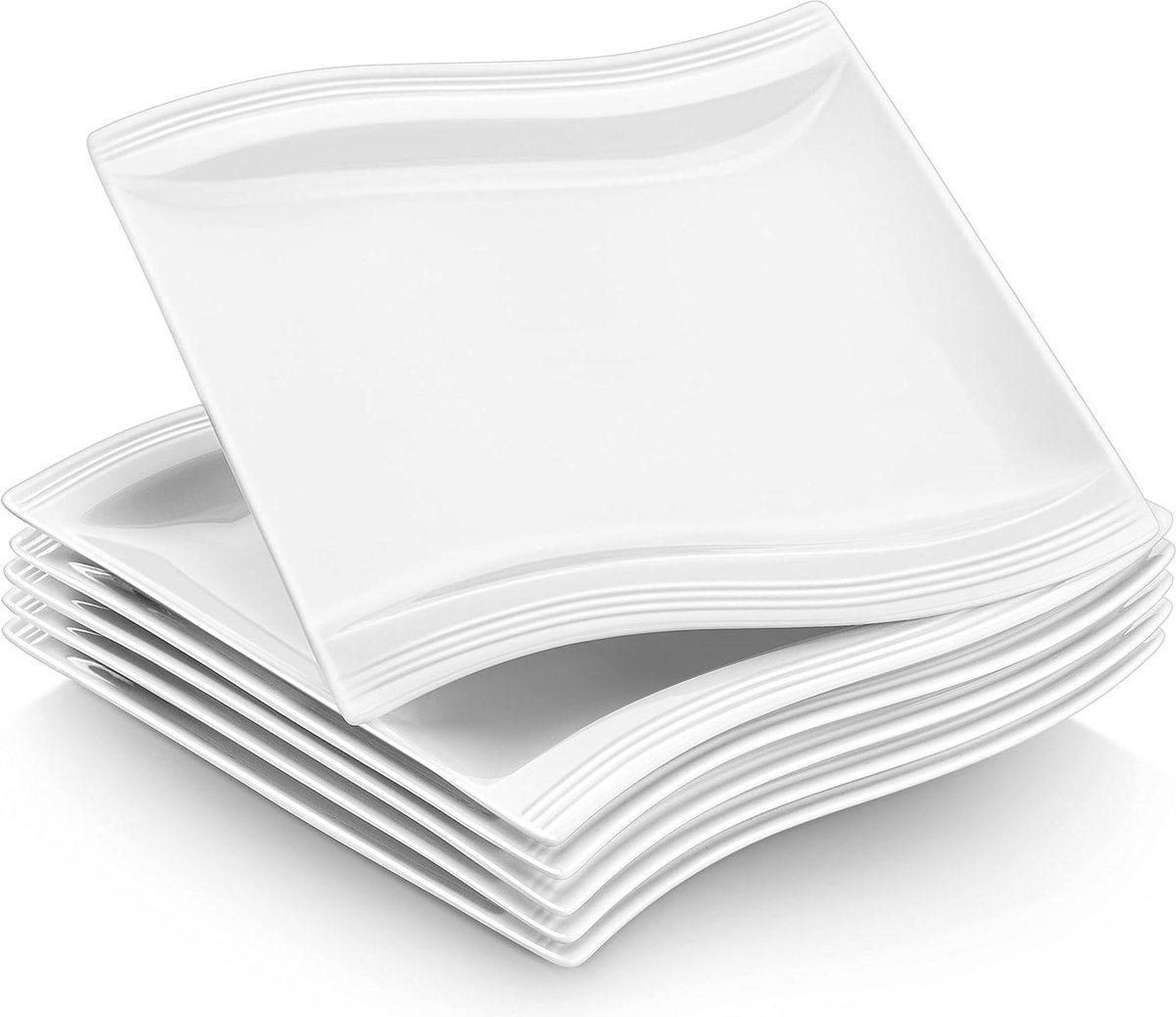Flora-serie 6-delige set crèmewit porselein platte borden eetborden MALACASA 26 x 27 x 25 cm voor 6 personen borden set 6 person