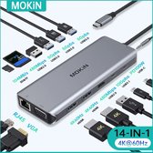 Go-shipping - 14 in 1 USB C Hub - Docking Station Laptop - HDMI - VGA - Ethernet - USB 3.0 - USB 2.0 - TF - SD - Audio Mic - 4K