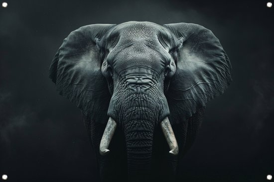 Olifant poster - Dieren posters - Tuinposters Slagtanden - Wanddecoratie buiten - Tuinaccesoires voor aan de muur - Tuin decoratie voor buiten tuinposter 75x50 cm